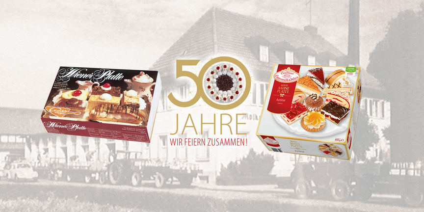 50 Jahre Coppenrath & Wiese historische Verpackung Wienerplatte und aktuelle Verpackung  