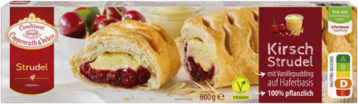 Leckerer Kirsch-Strudel mit Vanillepudding auf Haferbasis