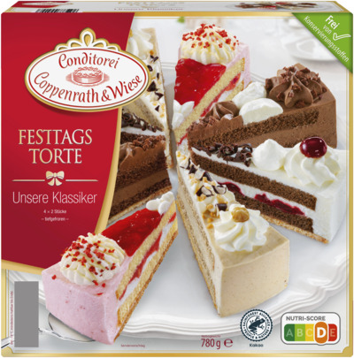 Sahne-Torten, Festtagstorte, Auswahl, Erdbeer-Joghurt, Schwarzwälder-Kirsch, Schokoladen-Sahne-Torte 