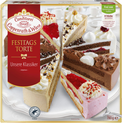 Sahne-Torten, Festtagstorte, Auswahl, Erdbeer-Joghurt, Schwarzwälder-Kirsch, Schokoladen-Sahne-Torte 